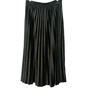 Ninexis Emerald Green Velvet Long Midi Pleated Skirt Sz OS